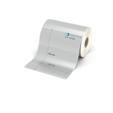 Etikett 123 x 144 mm - Polyester silbern permanent - 250 Etiketten pro Rolle - 25 mm Hülse 