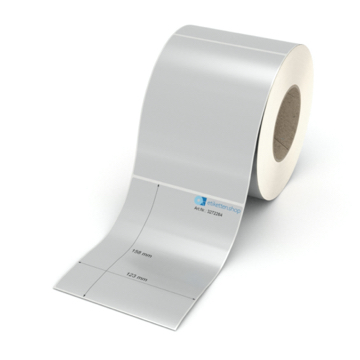 Etikett 123 x 158 mm - Polyester silbern permanent - 700 Etiketten pro Rolle - 76 mm Hülse 