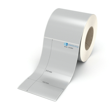 Etikett 123 x 213 mm - Polyester silbern permanent - 500 Etiketten pro Rolle - 76 mm Hülse 