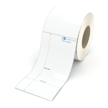 Etikett 123 x 237 mm - Polyester weiß permanent - 500 Etiketten pro Rolle - 76 mm Hülse 