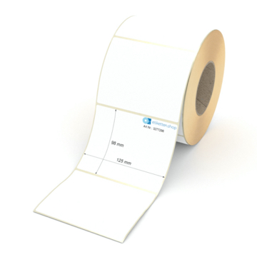 Etikett 125 x 98 mm - Thermopapier weiß leicht ablösbar - 1100 Etiketten pro Rolle - 76 mm Hülse 
