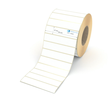 Etikett 130 x 27 mm - Thermopapier weiß permanent - 4000 Etiketten pro Rolle - 76 mm Hülse 