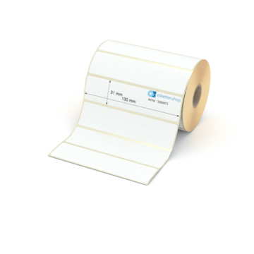 Etikett 130 x 31 mm - Transferpapier weiß leicht ablösbar - 1100 Etiketten pro Rolle - 25 mm Hülse 