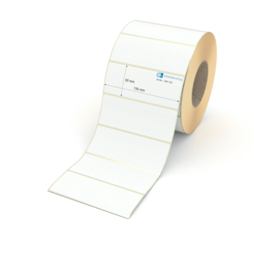 Etikett 130 x 50 mm - Transferpapier weiß leicht ablösbar - 2200 Etiketten pro Rolle - 76 mm Hülse 