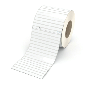 Etikett 131 x 10 mm - Polyester weiß permanent - 9000 Etiketten pro Rolle - 76 mm Hülse 