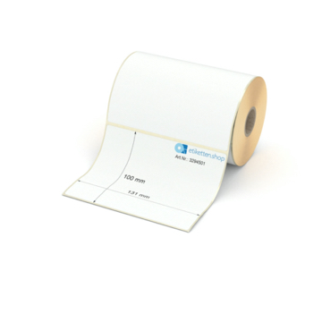 Etikett 131 x 100 mm - Transferpapier weiß leicht ablösbar - 350 Etiketten pro Rolle - 25 mm Hülse 