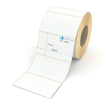 Etikett 133 x 77 mm - Transferpapier weiß permanent - 1500 Etiketten pro Rolle - 76 mm Hülse 