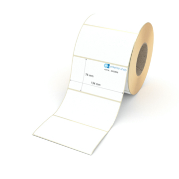 Etikett 134 x 76 mm - Thermopapier weiß leicht ablösbar - 1500 Etiketten pro Rolle - 76 mm Hülse 