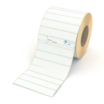 Etikett 137 x 25 mm - Transferpapier weiß permanent - 4000 Etiketten pro Rolle - 76 mm Hülse 