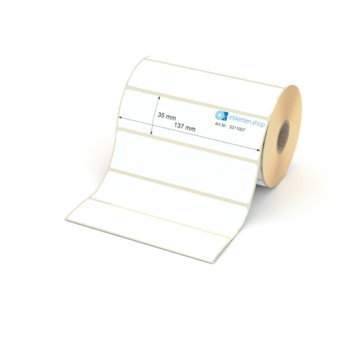 Etikett 137 x 35 mm - Thermopapier weiß leicht ablösbar - 1000 Etiketten pro Rolle - 25 mm Hülse 