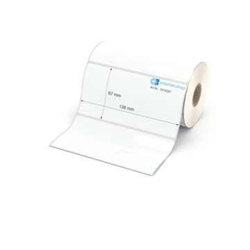 Etikett 138 x 67 mm - Polyester weiß permanent - 500 Etiketten pro Rolle - 25 mm Hülse 