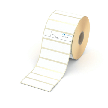 Etikett 64 x 18 mm - Thermopapier weiß permanent - 1900 Etiketten pro Rolle - 25 mm Hülse 