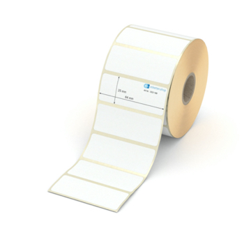 Etikett 64 x 25 mm - Transferpapier weiß leicht ablösbar - 1400 Etiketten pro Rolle - 25 mm Hülse 