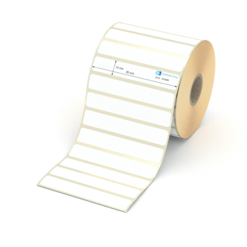 Etikett 85 x 14 mm - Thermopapier weiß leicht ablösbar - 2300 Etiketten pro Rolle - 25 mm Hülse 