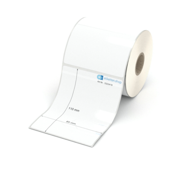Etikett 85 x 110 mm - Polyester weiß permanent - 350 Etiketten pro Rolle - 25 mm Hülse 