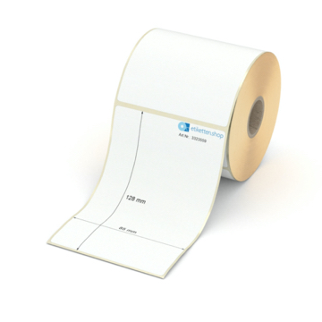Etikett 85 x 128 mm - Transferpapier weiß leicht ablösbar - 300 Etiketten pro Rolle - 25 mm Hülse 