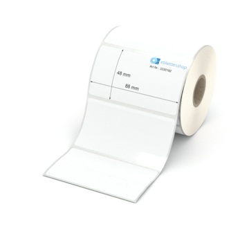 Etikett 88 x 48 mm - Polyester weiß permanent - 700 Etiketten pro Rolle - 25 mm Hülse 