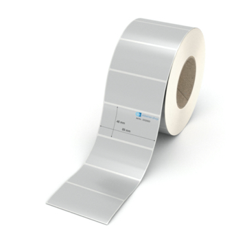 Etikett 89 x 46 mm - Polyester silbern permanent - 2400 Etiketten pro Rolle - 76 mm Hülse 