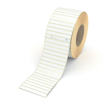 Etikett 90 x 10 mm - Transferpapier weiß permanent - 9000 Etiketten pro Rolle - 76 mm Hülse 