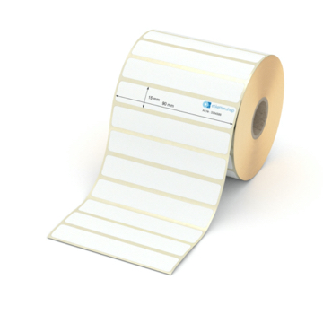 Etikett 90 x 15 mm - Transferpapier weiß permanent - 2200 Etiketten pro Rolle - 25 mm Hülse 