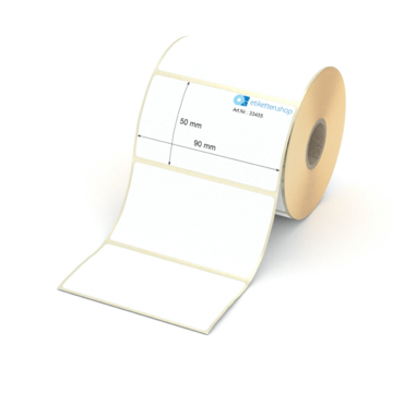 Etikett 90 x 50 mm - Thermopapier weiß leicht ablösbar - 700 Etiketten pro Rolle - 25 mm Hülse 