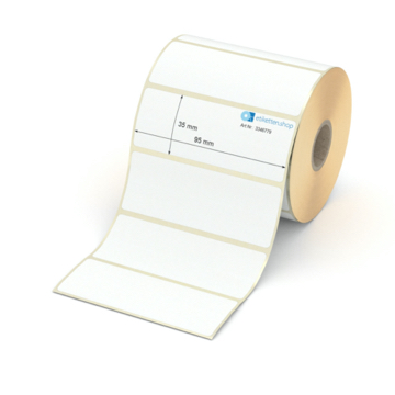 Etikett 95 x 35 mm - Transferpapier weiß leicht ablösbar - 1000 Etiketten pro Rolle - 25 mm Hülse 