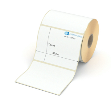 Etikett 95 x 72 mm - Transferpapier weiß leicht ablösbar - 500 Etiketten pro Rolle - 25 mm Hülse 