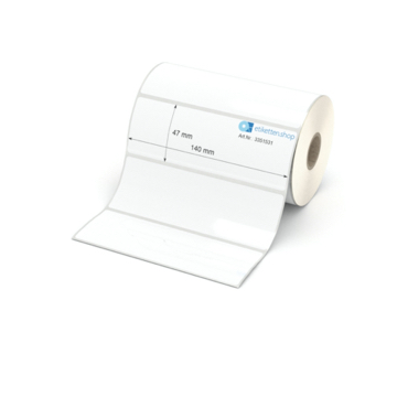 Etikett 140 x 47 mm - Polyester weiß permanent - 800 Etiketten pro Rolle - 25 mm Hülse 