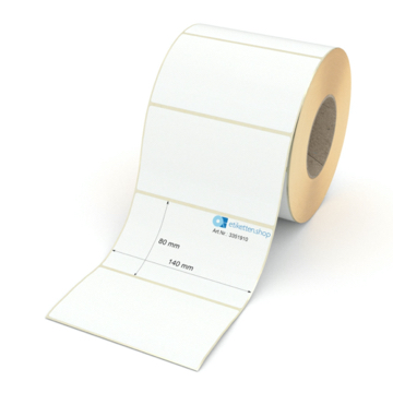 Etikett 140 x 80 mm - Transferpapier weiß permanent - 1400 Etiketten pro Rolle - 76 mm Hülse 