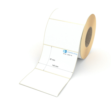 Etikett 140 x 97 mm - Thermopapier weiß leicht ablösbar - 1200 Etiketten pro Rolle - 76 mm Hülse 