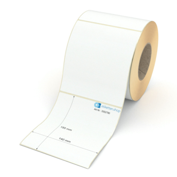 Etikett 140 x 155 mm - Transferpapier weiß leicht ablösbar - 700 Etiketten pro Rolle - 76 mm Hülse 