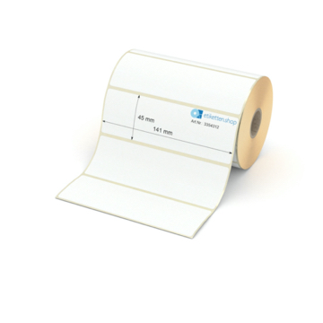 Etikett 141 x 45 mm - Transferpapier weiß leicht ablösbar - 800 Etiketten pro Rolle - 25 mm Hülse 