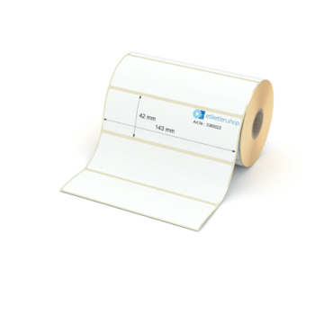 Etikett 143 x 42 mm - Transferpapier weiß permanent - 800 Etiketten pro Rolle - 25 mm Hülse 