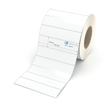 Etikett 144 x 33 mm - Polyester weiß permanent - 3000 Etiketten pro Rolle - 76 mm Hülse 