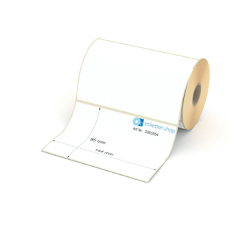 Etikett 144 x 95 mm - Thermopapier weiß leicht ablösbar - 400 Etiketten pro Rolle - 25 mm Hülse 