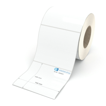 Etikett 144 x 126 mm - Polyester weiß permanent - 900 Etiketten pro Rolle - 76 mm Hülse 