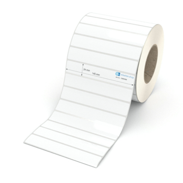 Etikett 145 x 24 mm - Polyester weiß permanent - 4000 Etiketten pro Rolle - 76 mm Hülse 