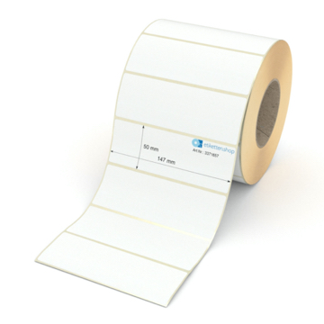 Etikett 147 x 50 mm - Transferpapier weiß permanent - 2200 Etiketten pro Rolle - 76 mm Hülse 