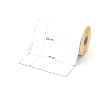 Etikett 148 x 222 mm - Thermopapier weiß leicht ablösbar - 150 Etiketten pro Rolle - 25 mm Hülse 