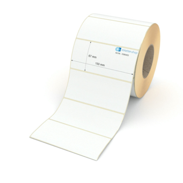 Etikett 150 x 67 mm - Transferpapier weiß leicht ablösbar - 1700 Etiketten pro Rolle - 76 mm Hülse 