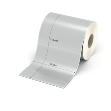 Etikett 96 x 210 mm - Polyester silbern permanent - 150 Etiketten pro Rolle - 25 mm Hülse 