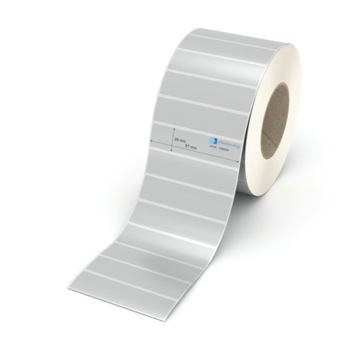 Etikett 97 x 24 mm - Polyester silbern permanent - 4000 Etiketten pro Rolle - 76 mm Hülse 