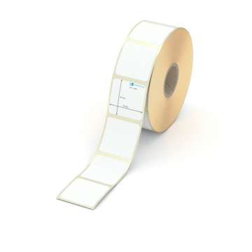 Etikett 30 x 30 mm - Transferpapier weiß permanent - 1200 Etiketten pro Rolle - 25 mm Hülse 