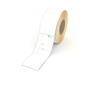 Etikett 80 x 100 mm - Thermopapier weiß leicht ablösbar - 1100 Etiketten pro Rolle - 76 mm Hülse 
