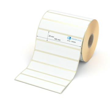 Etikett 100 x 20 mm - Transferpapier weiß permanent - 1700 Etiketten pro Rolle - 25 mm Hülse 