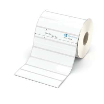 Etikett 100 x 20 mm - Polyester weiß permanent - 1700 Etiketten pro Rolle - 25 mm Hülse 