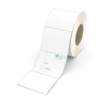 Etikett 102 x 82 mm - Polyester weiß permanent - 1400 Etiketten pro Rolle - 76 mm Hülse 
