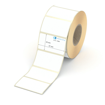 Etikett 57 x 32 mm - Thermopapier weiß leicht ablösbar - 1100 Etiketten pro Rolle - 40 mm Hülse 