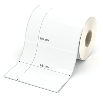 Etikett 102 x 200 mm - Polyester weiß permanent - 150 Etiketten pro Rolle - 25 mm Hülse 