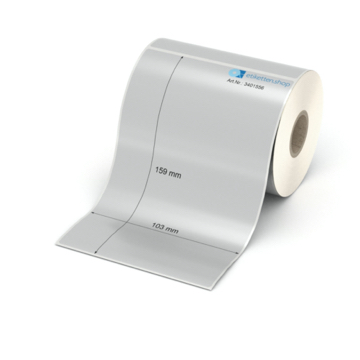 Etikett 103 x 159 mm - Polyester silbern permanent - 200 Etiketten pro Rolle - 25 mm Hülse 